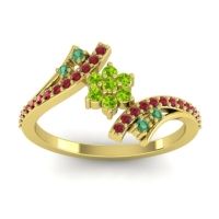 Peridot Fashion Ring In 18k Yellow Gold With Emerald And Ruby – Anvaya Simple Ring