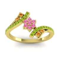 Pink Tourmaline Fashion Ring In 18k Yellow Gold With Citrine And Peridot – Anvaya Simple Ring