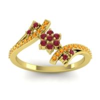 Ruby Fashion Ring In 18k Yellow Gold With Citrine – Anvaya Simple Ring