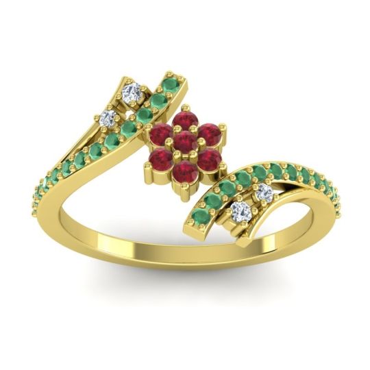 Simple Floral Pave Bypass Anvaya Ring