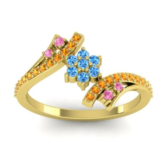 Simple Floral Pave Bypass Anvaya Ring