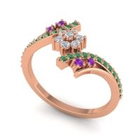 Simple Floral Pave Bypass Anvaya Ring