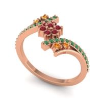 Simple Floral Pave Bypass Anvaya Ring