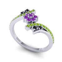 Simple Floral Pave Bypass Anvaya Ring