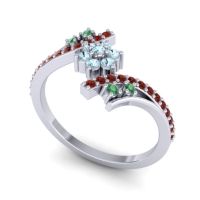 Simple Floral Pave Bypass Anvaya Ring