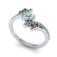 Simple Floral Pave Bypass Anvaya Ring