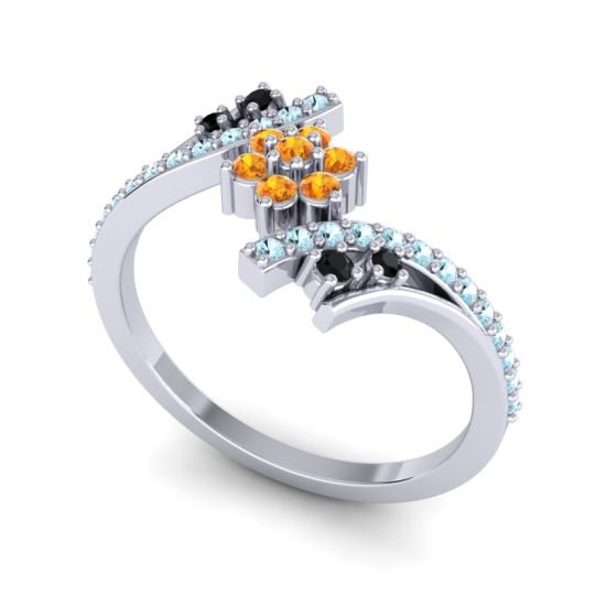 Simple Floral Pave Bypass Anvaya Ring