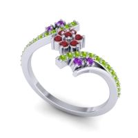 Simple Floral Pave Bypass Anvaya Ring