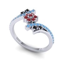 Simple Floral Pave Bypass Anvaya Ring