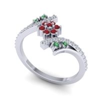 Simple Floral Pave Bypass Anvaya Ring