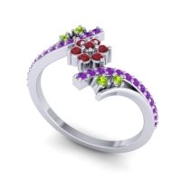 Simple Floral Pave Bypass Anvaya Ring