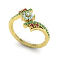 Simple Floral Pave Bypass Anvaya Ring