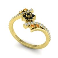 Simple Floral Pave Bypass Anvaya Ring