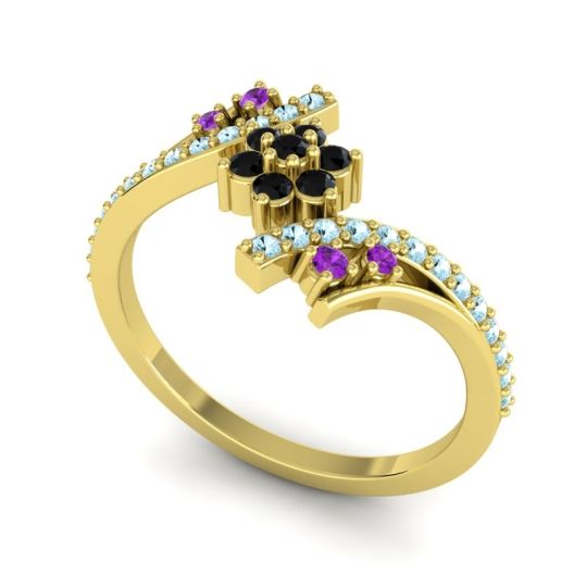 Simple Floral Pave Bypass Anvaya Ring