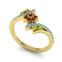 Simple Floral Pave Bypass Anvaya Ring