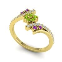 Simple Floral Pave Bypass Anvaya Ring