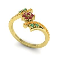 Simple Floral Pave Bypass Anvaya Ring