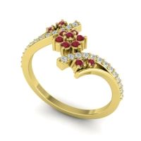 Simple Floral Pave Bypass Anvaya Ring