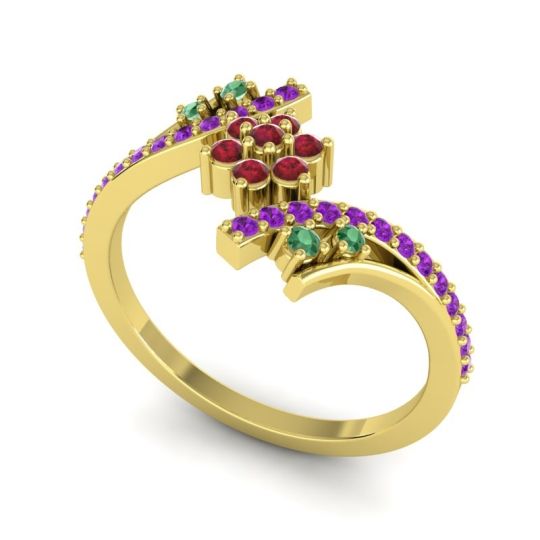 Simple Floral Pave Bypass Anvaya Ring