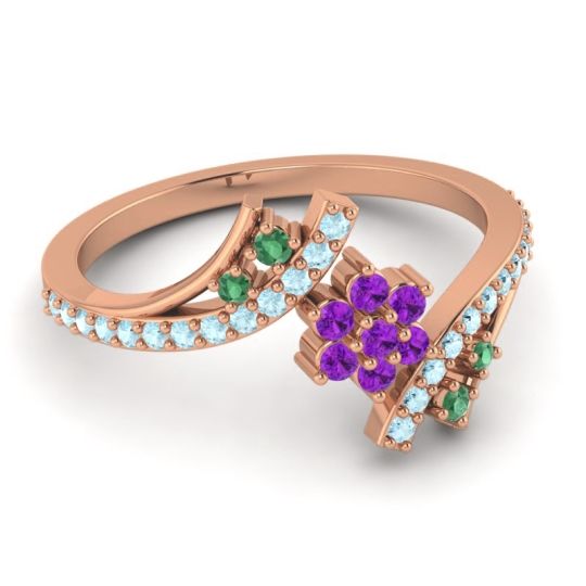 Simple Floral Pave Bypass Anvaya Ring