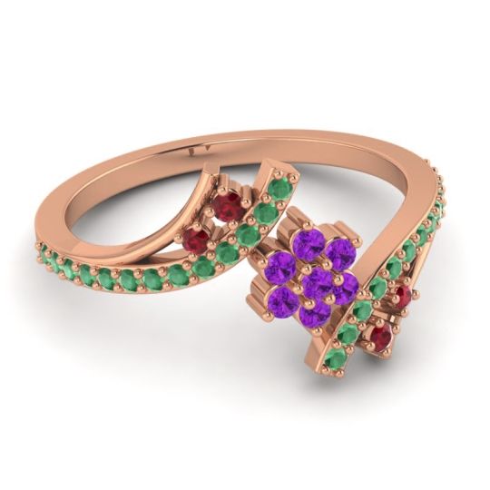 Simple Floral Pave Bypass Anvaya Ring
