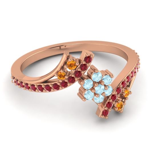 Simple Floral Pave Bypass Anvaya Ring