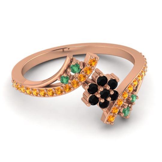 Simple Floral Pave Bypass Anvaya Ring