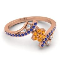Simple Floral Pave Bypass Anvaya Ring