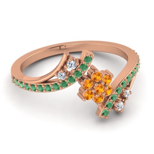Simple Floral Pave Bypass Anvaya Ring