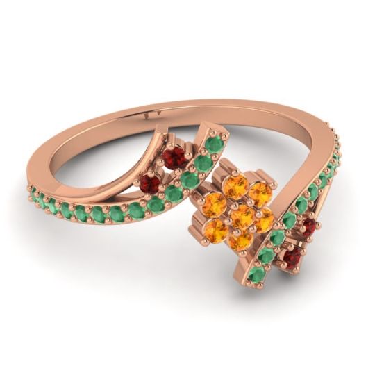Simple Floral Pave Bypass Anvaya Ring