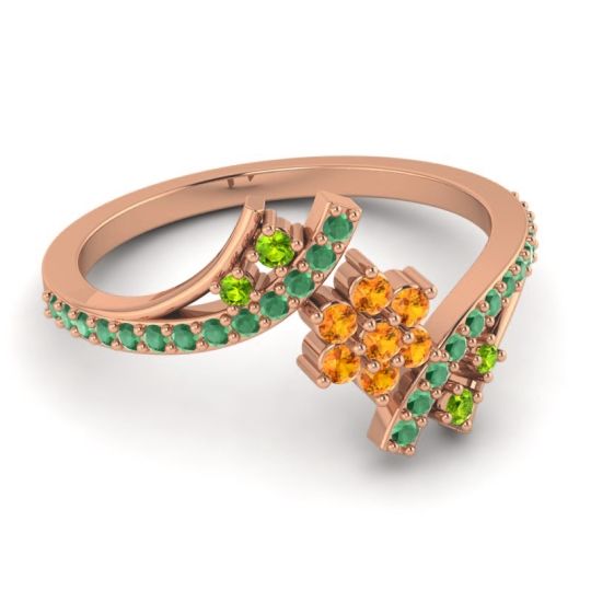 Simple Floral Pave Bypass Anvaya Ring