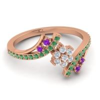 Simple Floral Pave Bypass Anvaya Ring