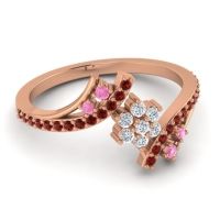 Simple Floral Pave Bypass Anvaya Ring