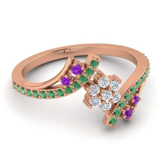 Simple Floral Pave Bypass Anvaya Ring