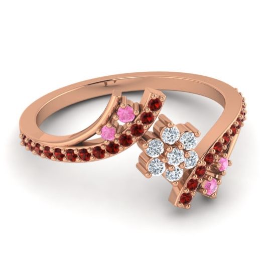 Simple Floral Pave Bypass Anvaya Ring