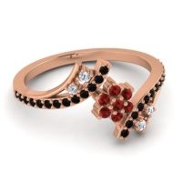 Simple Floral Pave Bypass Anvaya Ring