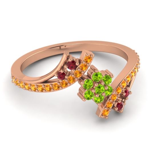 Simple Floral Pave Bypass Anvaya Ring