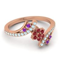 Simple Floral Pave Bypass Anvaya Ring