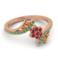 Simple Floral Pave Bypass Anvaya Ring