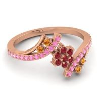 Simple Floral Pave Bypass Anvaya Ring