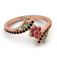 Simple Floral Pave Bypass Anvaya Ring