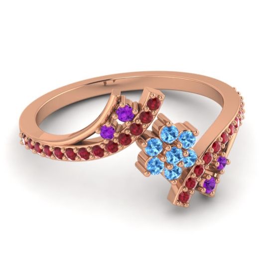Simple Floral Pave Bypass Anvaya Ring
