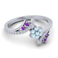 Simple Floral Pave Bypass Anvaya Ring