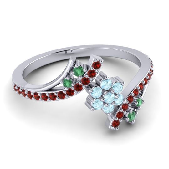 Simple Floral Pave Bypass Anvaya Ring