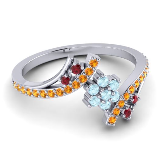 Simple Floral Pave Bypass Anvaya Ring