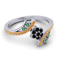 Simple Floral Pave Bypass Anvaya Ring