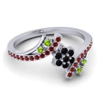 Simple Floral Pave Bypass Anvaya Ring