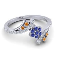 Simple Floral Pave Bypass Anvaya Ring