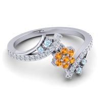 Simple Floral Pave Bypass Anvaya Ring