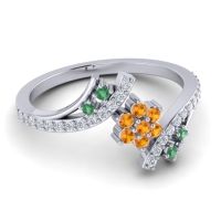 Simple Floral Pave Bypass Anvaya Ring
